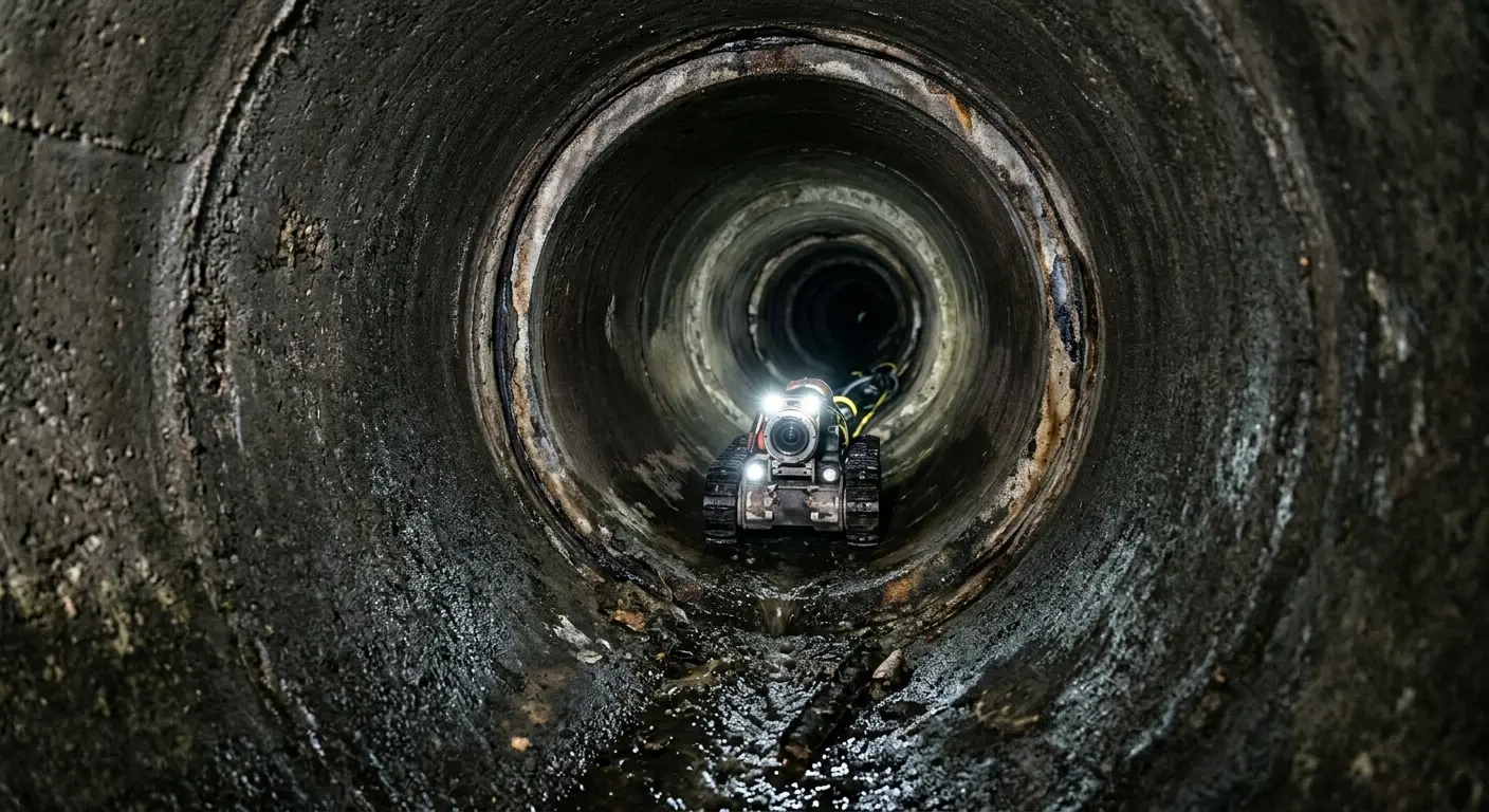 Robotic sewer camera inspecting pipe interior for Drain Snake Service in Evanston